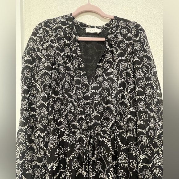A.L.C Kate Black & White Flowing Floral Cotton & Silk blend midi dress - Picture 4 of 8